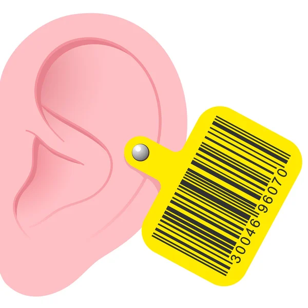 Ludzkie ucho z kodu kreskowego kolczyk — Wektor stockowy
