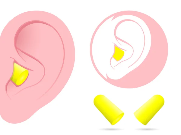 耳朵与耳塞象形图 — 图库矢量图片