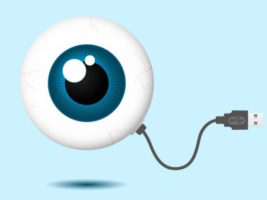 Eyeball with USB cable clipart