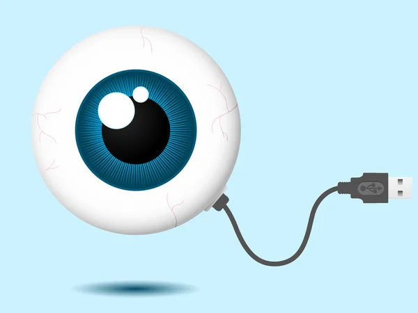 Глаз с USB-кабелем — стоковый вектор