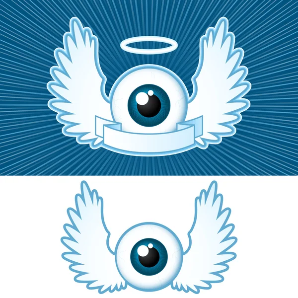 Auge mit Engelsflügeln und Banner — Stockvektor