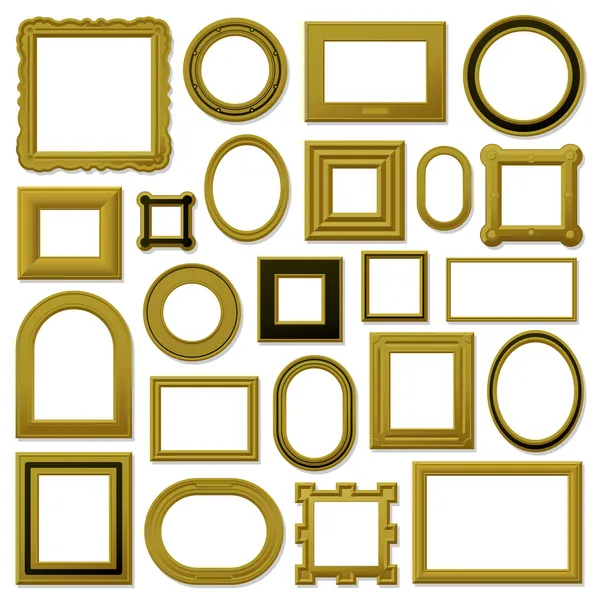 Collection of golden vintage picture frames — Stock Vector