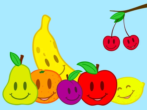 Frukter stilleben doodle face — Stock vektor
