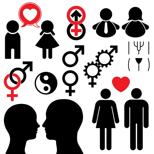 男性と女性のシンボル設定のカップル — ストックベクタ