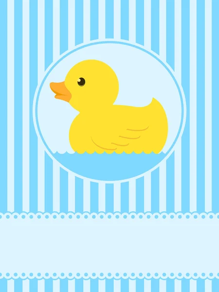 Linda tarjeta de felicitación de pato de goma — Vector de stock