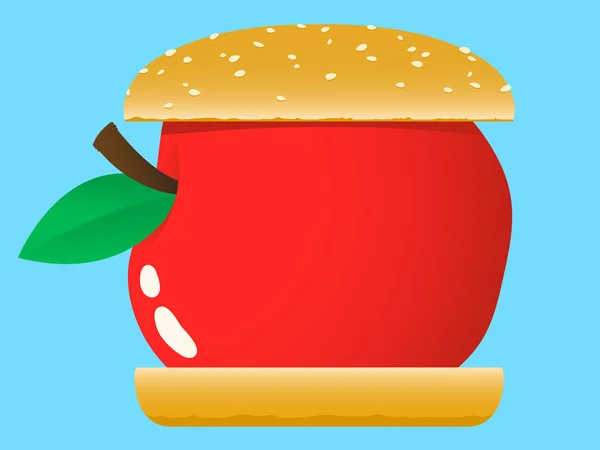 Apfel-Hamburger-Fastfood — Stockvektor