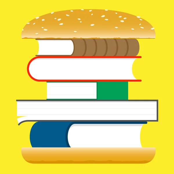 Kitaplar hamburger fast food — Stok Vektör
