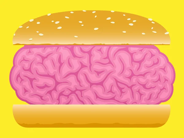 Hersenen voedsel Hamburger — Stockvector