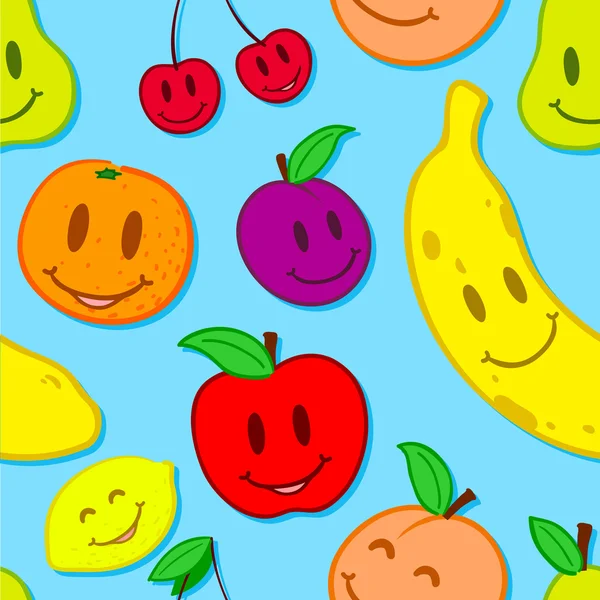 Seamless, smiling fruit background — Stock Vector