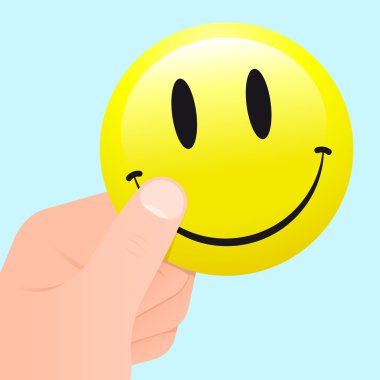 Hands holding yellow smiley faces clipart