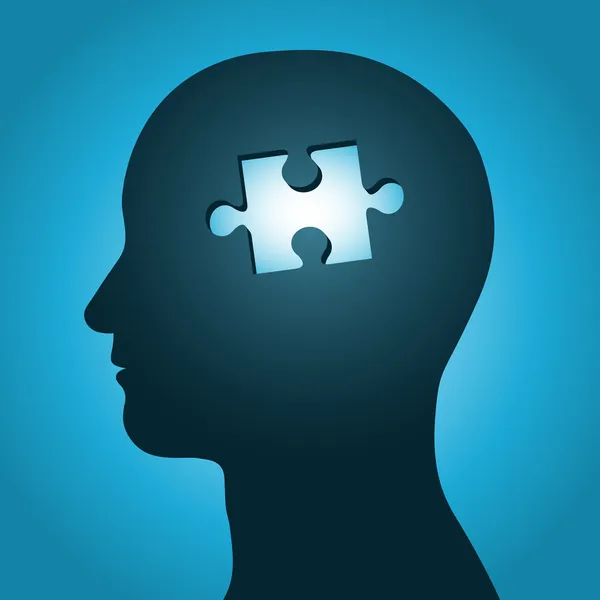 Głowa sylwetka człowieka z brakuje pokoju jigsaw puzzle Grafika Wektorowa