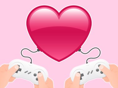 Heart with two keypads - love is a game clipart