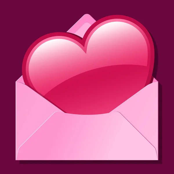Coeur en enveloppe rose — Image vectorielle