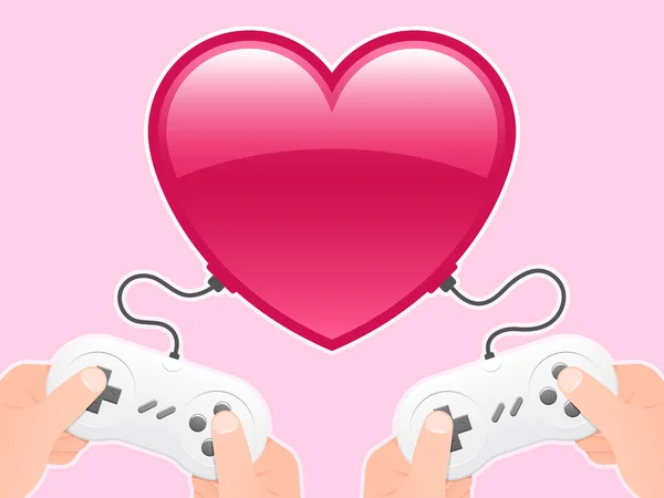Herz mit zwei Tastaturen - Liebe ist ein Spiel — Stockvektor