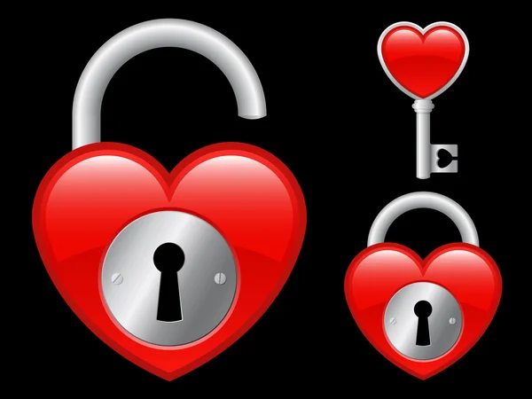 Heart locket and key — Stock Vector