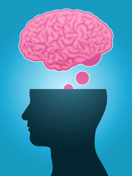Голова силует думки мозку — стоковий вектор