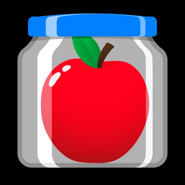 Apple in preserving jar — Stock Vector
