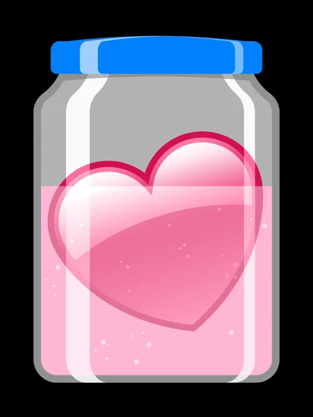 Corazón rosado en tarro de conservación — Vector de stock
