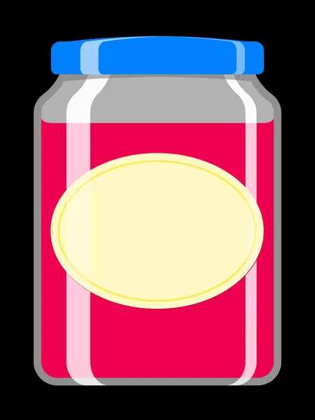 Tarro con mermelada rosa una etiqueta — Vector de stock