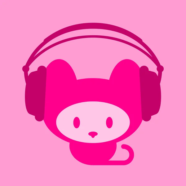 Cute kitten with headphones — Stock Vector