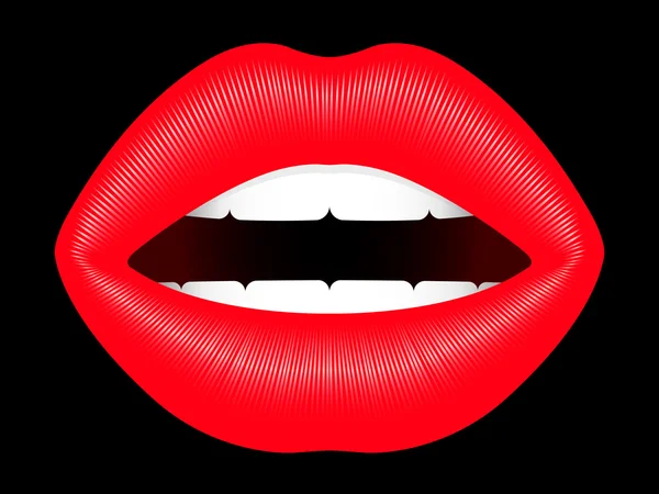 Lábios vermelhos - feminino — Vetor de Stock