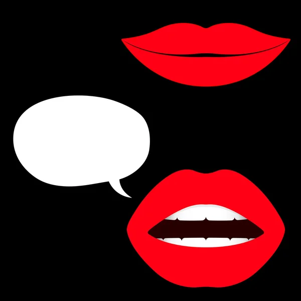 Lábios femininos com bolhas de fala — Vetor de Stock