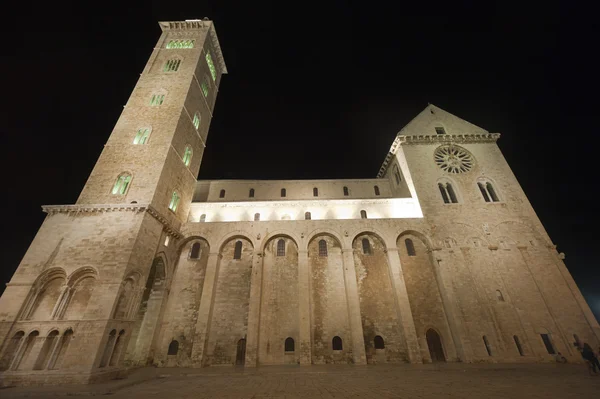 Trani (Puglia, Italy) - Medieval cathedral at night — Stock Photo, Image