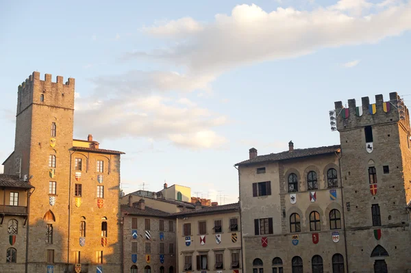 stock image Medieval square in Arezzo (Tuscany, Italy)