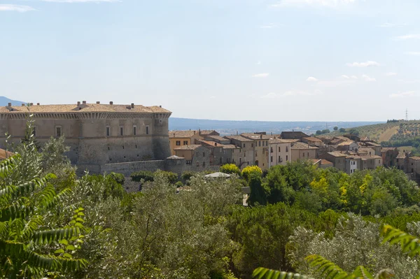 Panorama alviano (terni, Umbrie, Itálie), s hradem — Stock fotografie