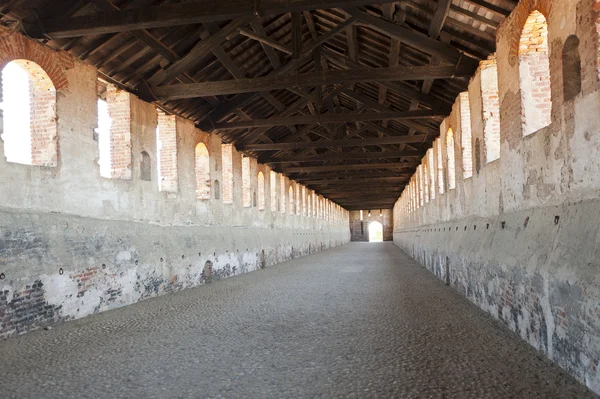 stock image Vigevano, covered street of the castle