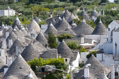 Alberobello (bari puglia, İtalya): trulli panoramik manzaralı