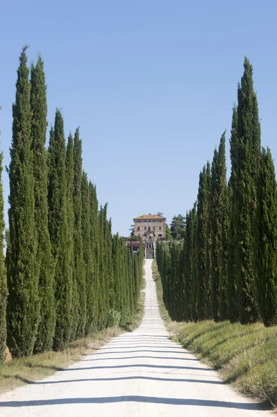 Amelia (Terni, Umbria, Itália) - Villa antiga e ciprestes — Fotografia de Stock