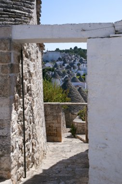 Alberobello (bari puglia, İtalya): trulli panoramik manzaralı