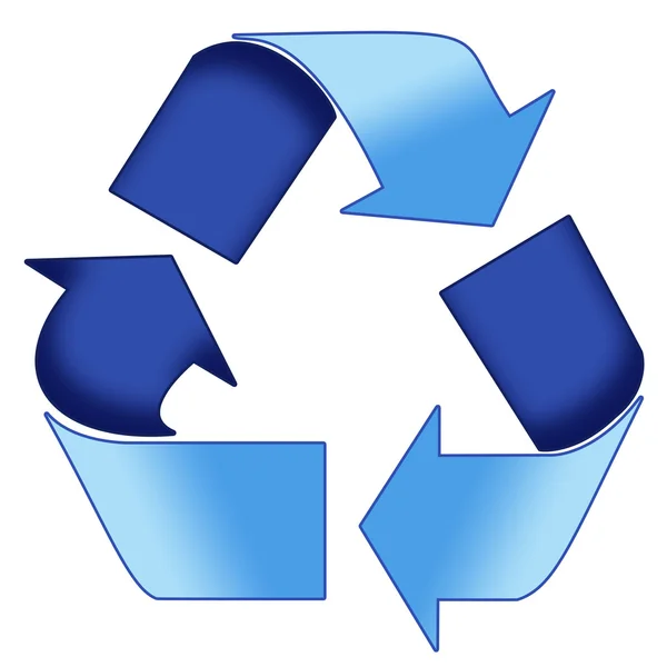 Símbolo de reciclagem azul — Fotografia de Stock
