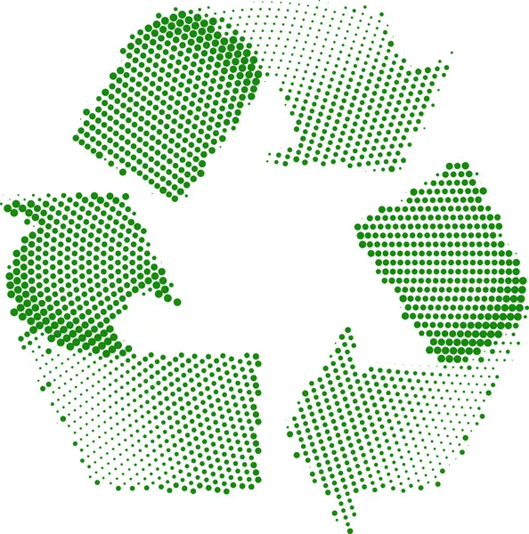 Yeşil geri dönüşüm sembolü noktalı resim — Stok Vektör