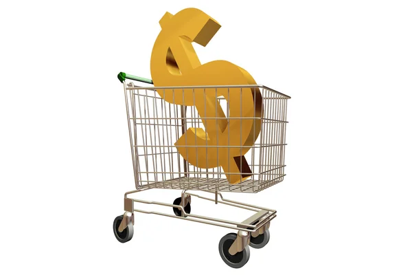 Shopping Trolley Dollar — Stock Photo, Image