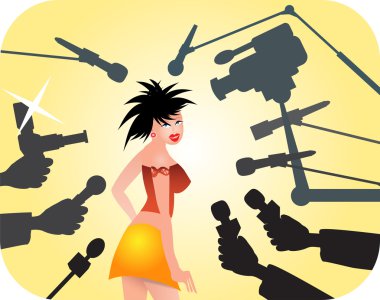 Superstar under attack of reporters. clipart