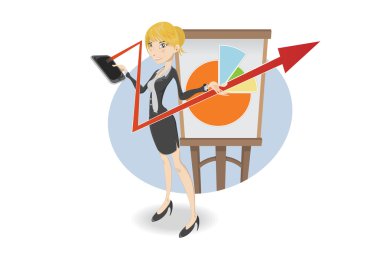 Confident Businesswoman Presenting Pie Chart clipart