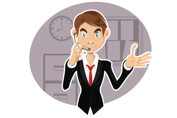 Confident Customer Service Representative explaining procedure — Stock Vector