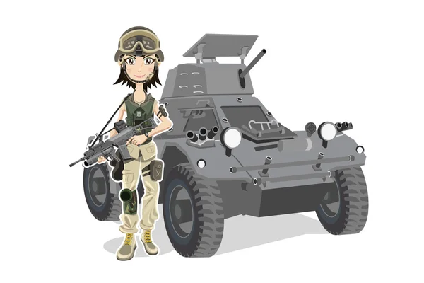 stock vector Female Soldier