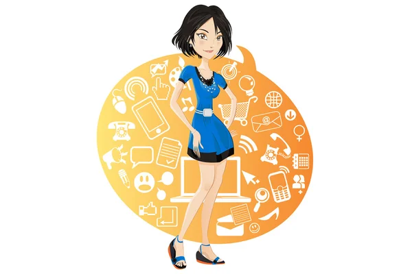 Social Networking Girl Sites de navigation — Image vectorielle