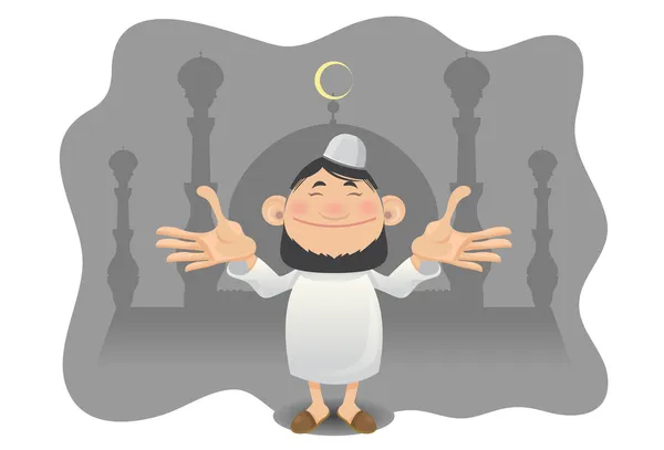 Moslim islam eid mubarak feestdag — Stockvector