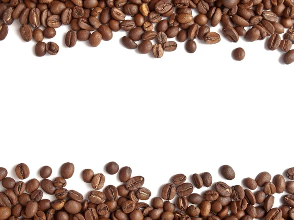 Rayas de granos de café aisladas en fondo blanco, con copyspace — Foto de Stock