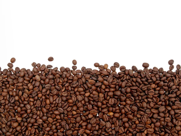 Gedeeltelijk gevuld met geroosterde koffiebonen achtergrond — Stockfoto