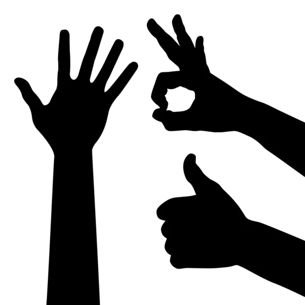 Ensemble de mains, signe ok, vecteur — Image vectorielle