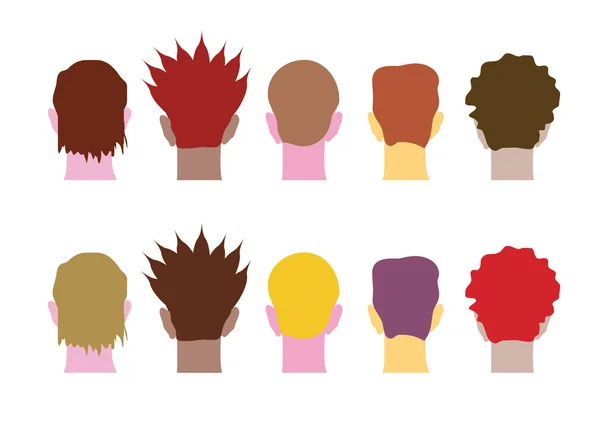 A set of man heads, multicultural , vector — Stock Vector
