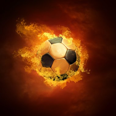 Hot soccer ball on the speed in fires flame clipart