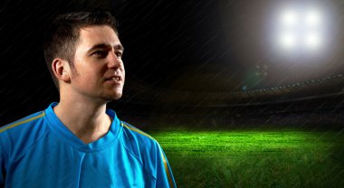 futbolcu gece yağmur alanını portresi