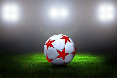 Futbol topu ile light stadyum alanında