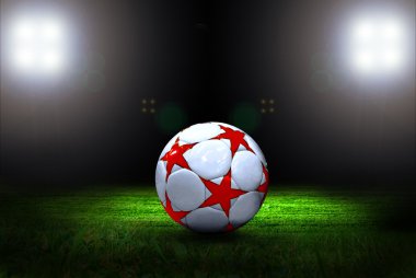 Futbol topu ile light stadyum alanında